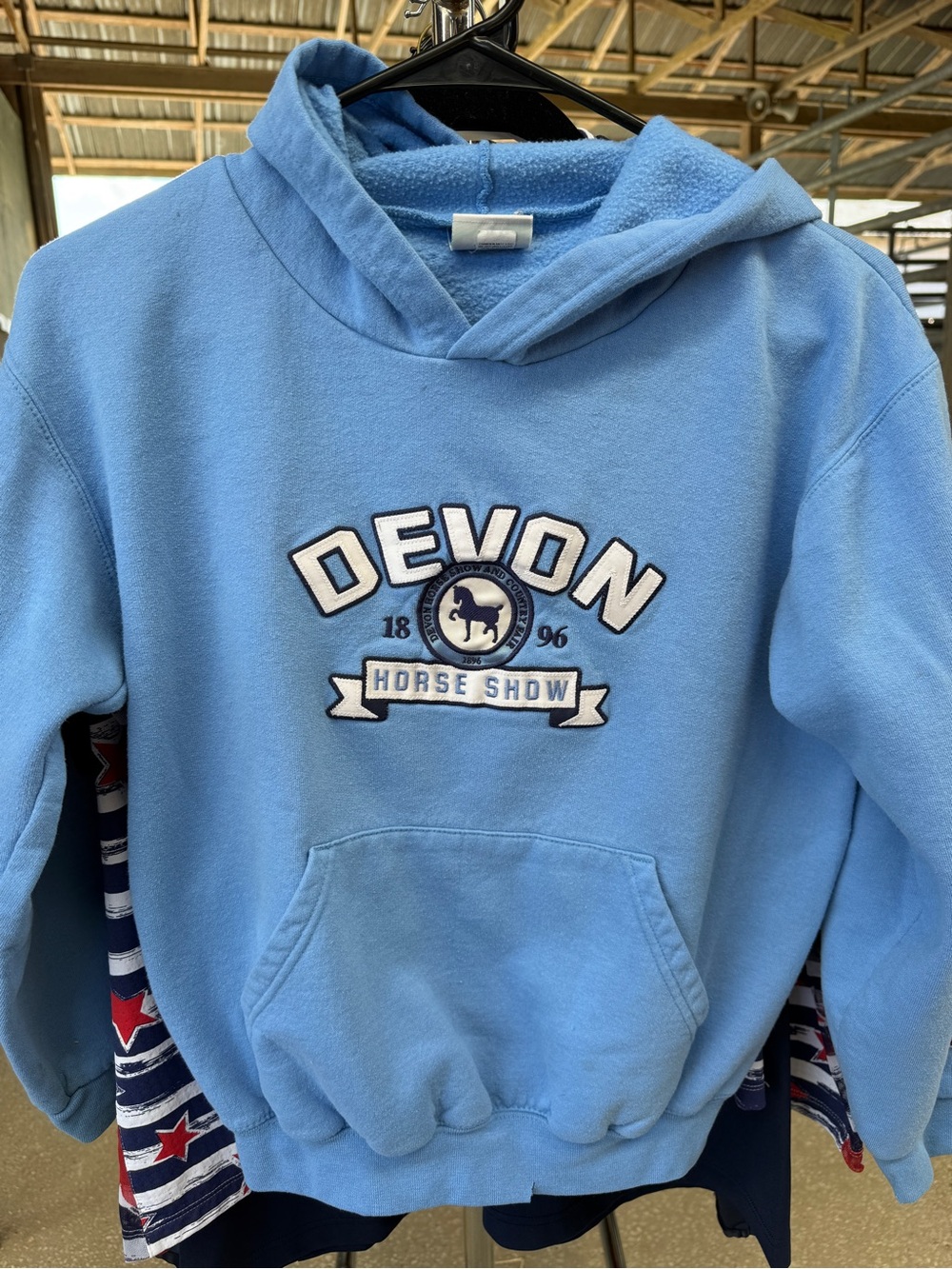 DEVON Champion Light Blue Eco Fleece Hoodie with Embroidered Crest